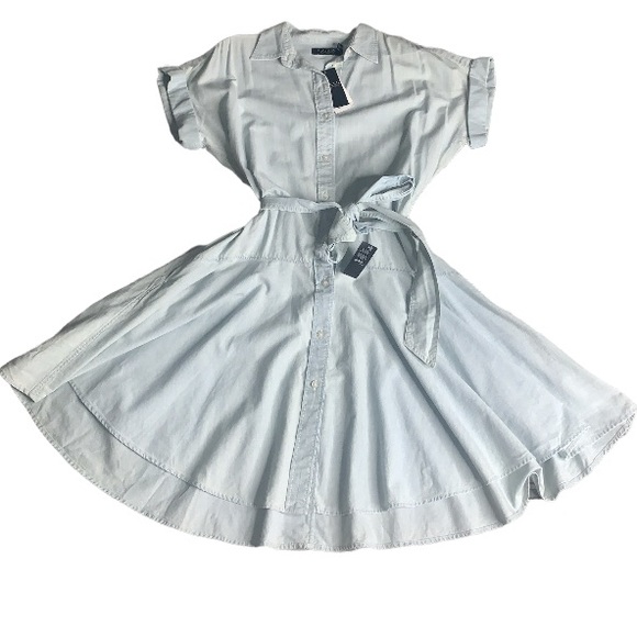😍 Lauren Ralph Lauren Wash Blue Shendal Chambray Denim Shirtdress - Picture 3 of 4
